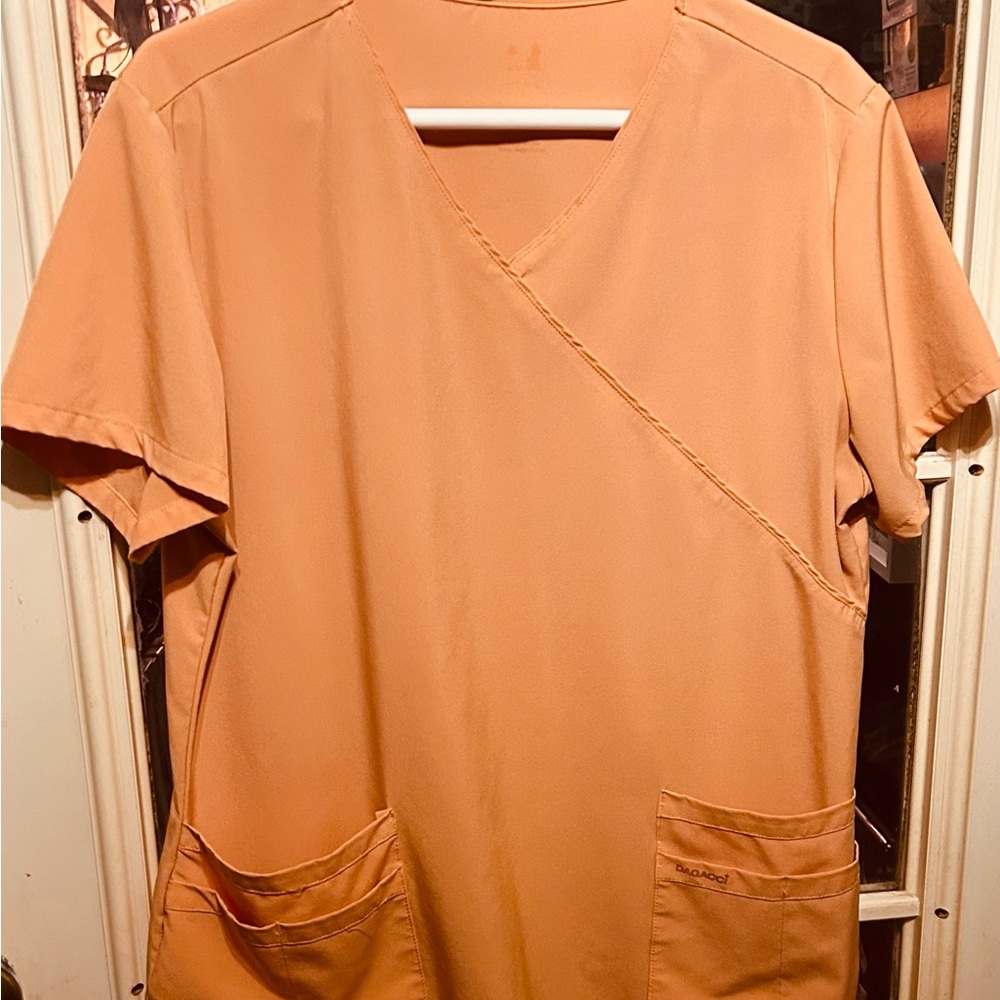 Peach V-Neck Scrubs  with Pockets